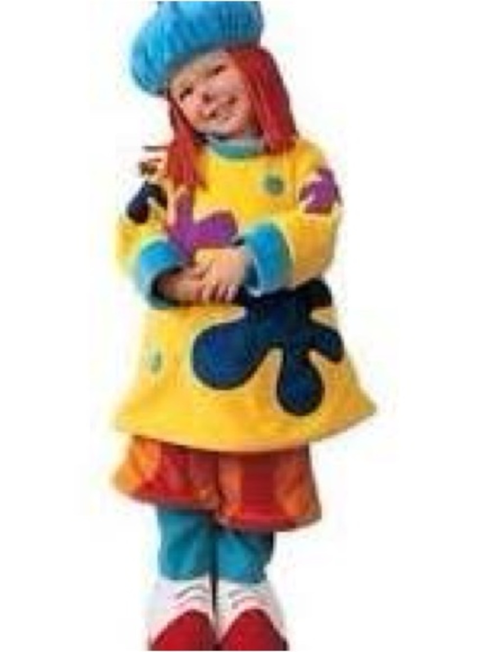 Disney JoJo Yellow Patchwork Costume with Blue Hat and Red Hair Accents New in B - Picture 1 of 3